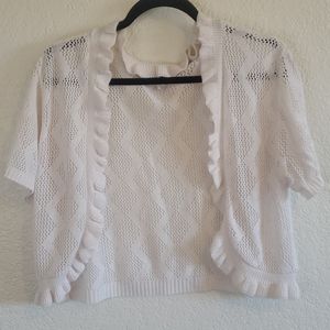 🦋 5 for $15 OBJECTS DART WHITE KNIT LACE SHRUG SIZE 2X